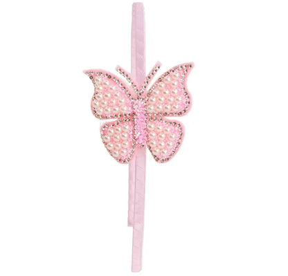 Pink Butterfly & Pearls Headband