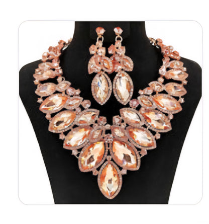 Morganite Color Oblong Shape Big Chunky Set