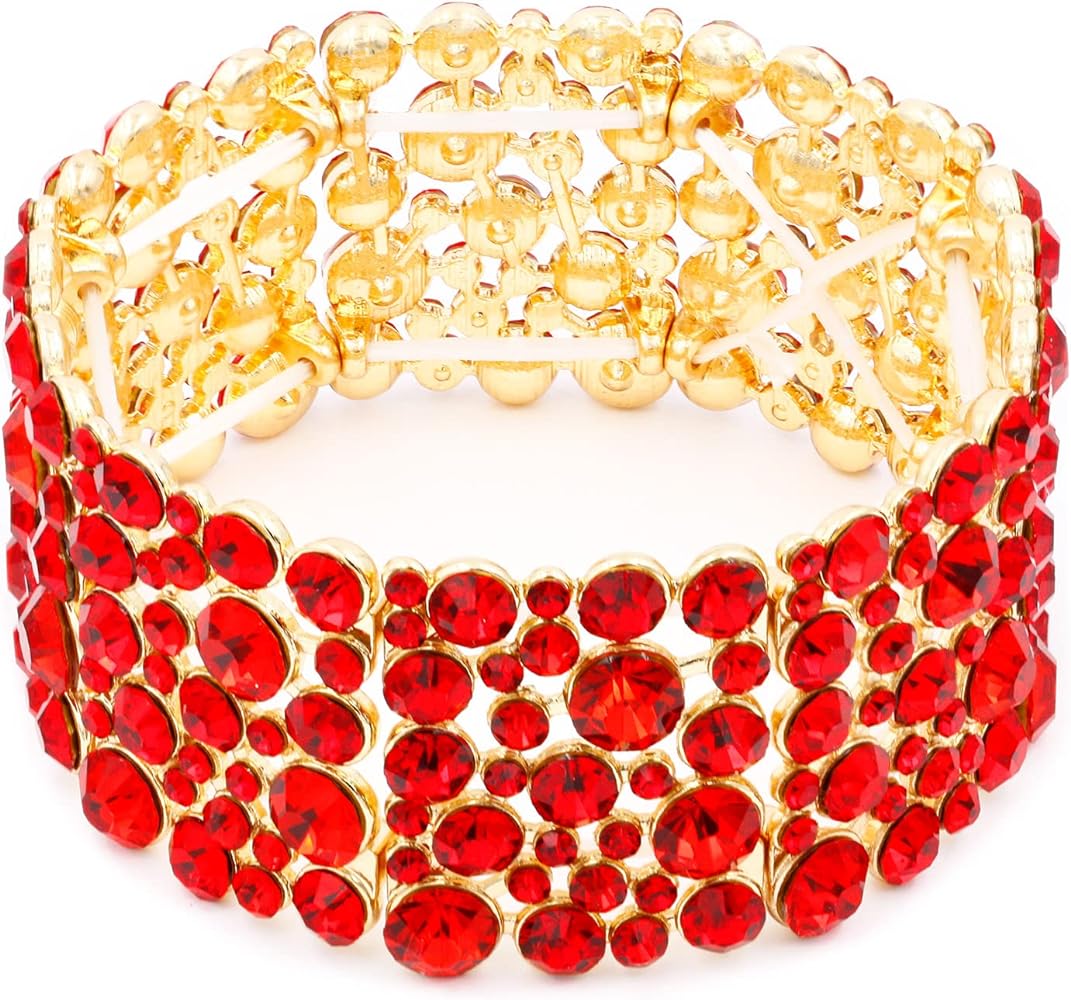 Red Rhinestone Cuff Bracelet