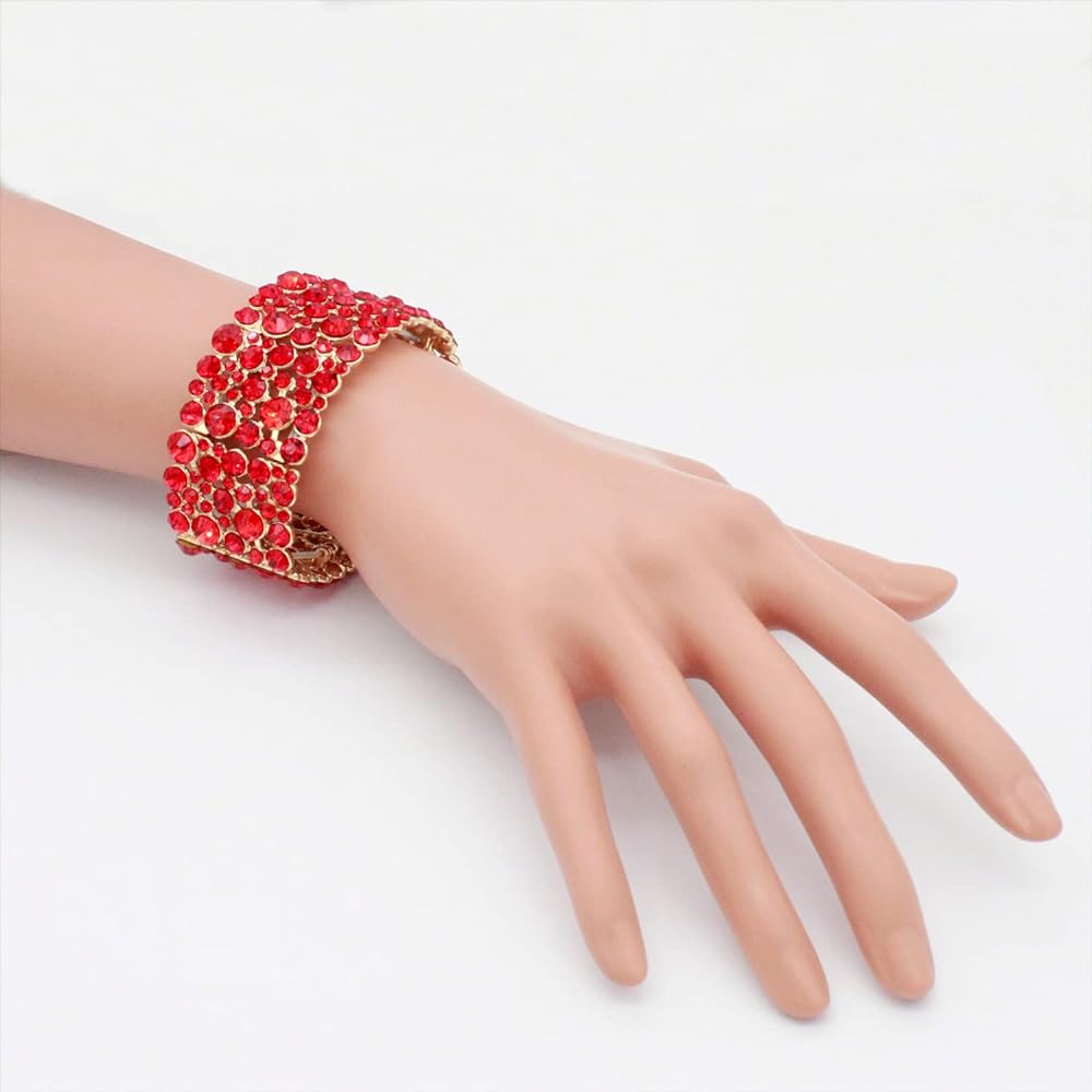 Red Rhinestone Cuff Bracelet