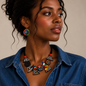 Handcrafted Clay Jewelry Set – Adjustable Lightweight Colorful Geometric Necklace & Earrings