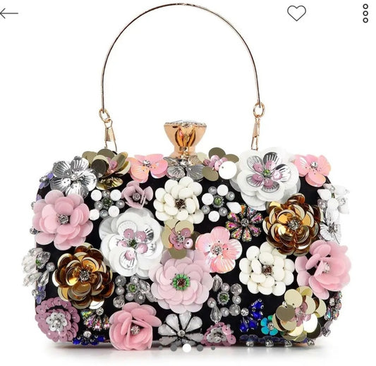 Elegant Floral Embellished Evening Bag