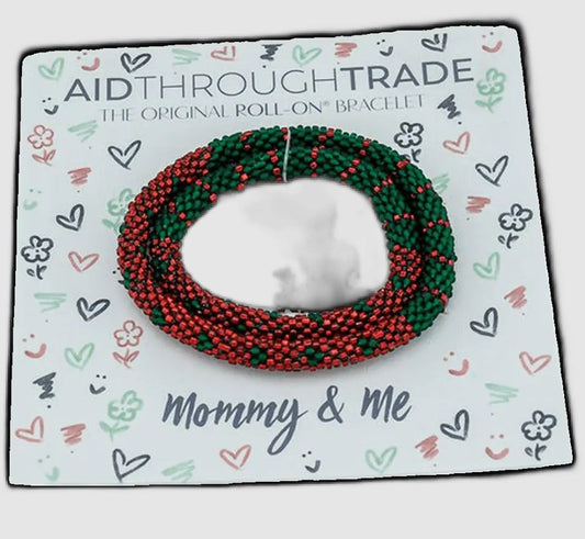 Mommy & Me Red & Green Rollie Nutcracker Bracelet Set-of 2