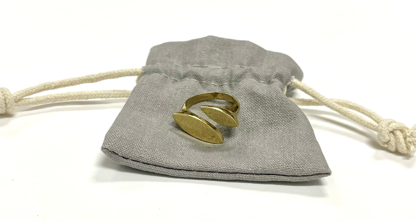 High Quality Gold Toned Brass  Modern Wrap Double Chunky Bold Ring