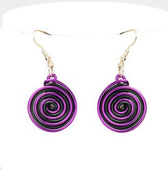 Vibrant Purple Striped Necklace & Earring Set