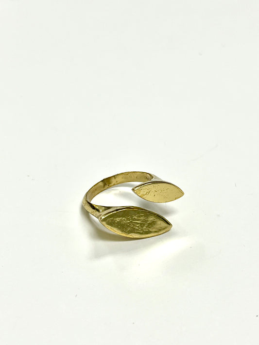 High Quality Gold Toned Brass  Modern Wrap Double Chunky Bold Ring