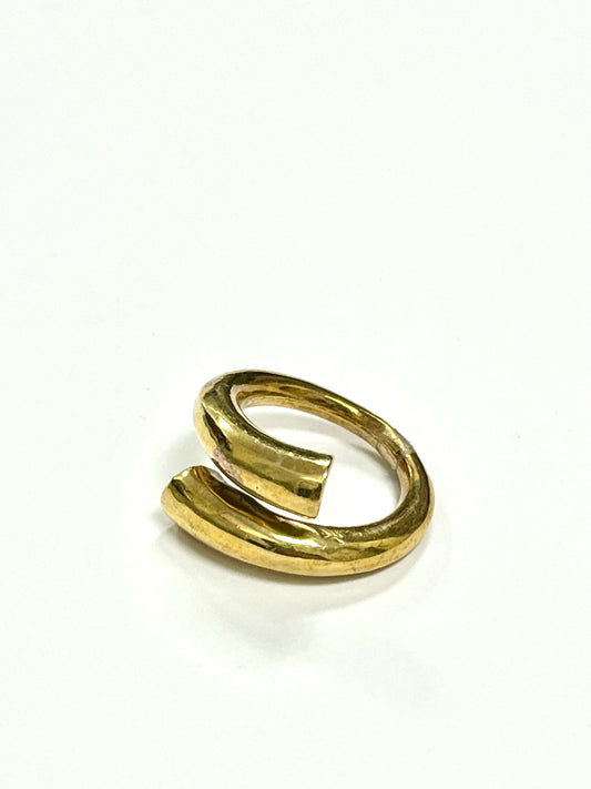 High Quality Gold Toned Brass  Modern Wrap Double Chunky Bold Ring