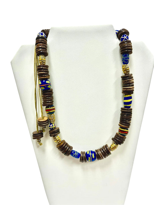 African Beaded Natural Strand Necklace| Unique Jewelry | She She's Closet