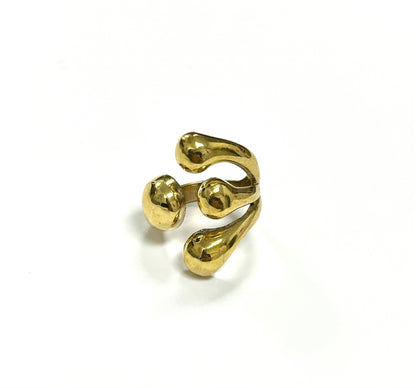 High Quality Gold Toned Brass  Modern Wrap Double Chunky Bold Ring