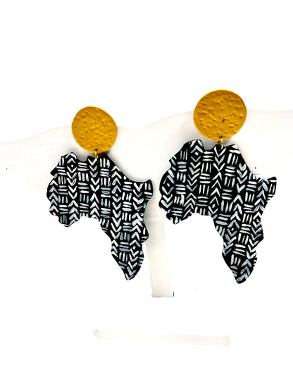 African Statement Mud-Cloth Earrings