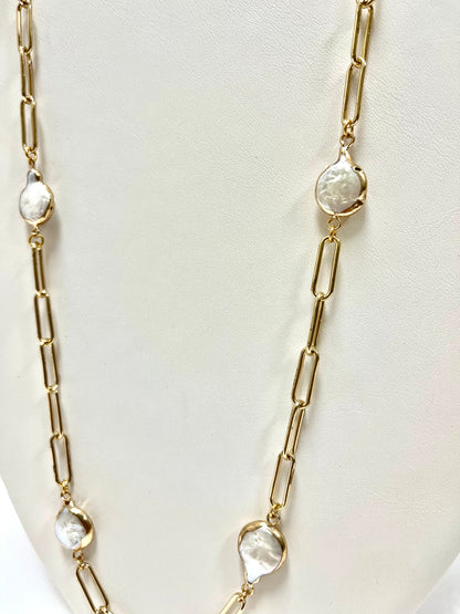 Mother of Pearl Chain Link Necklace