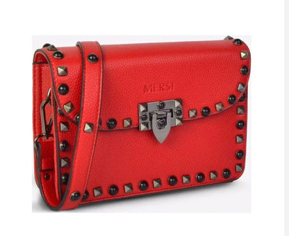 Ruby Studded Crossbody Red