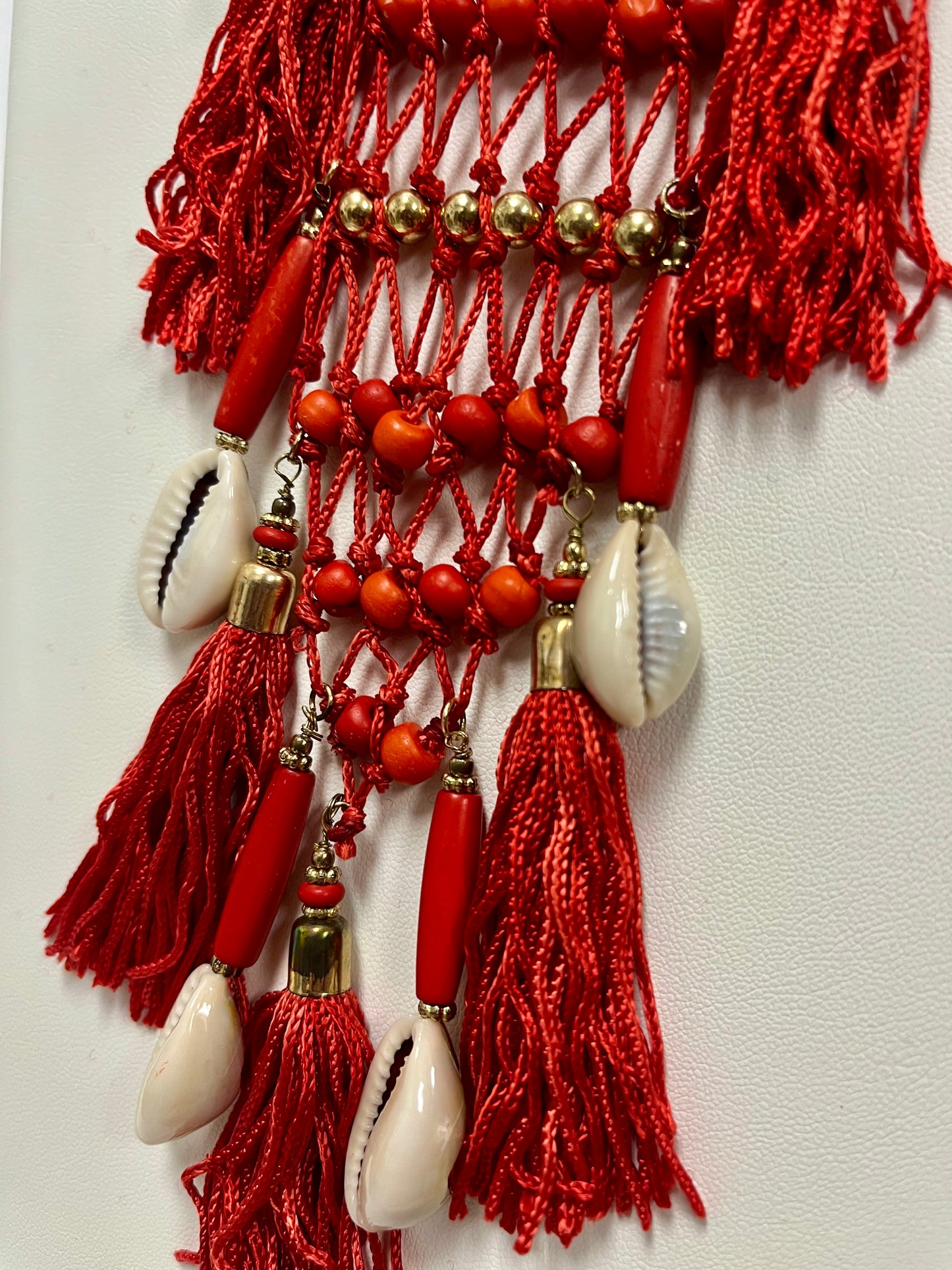 Vibrant Knitted Cotton Cowry Shell Necklaces