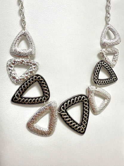 Triangle Abstract Silver Necklace