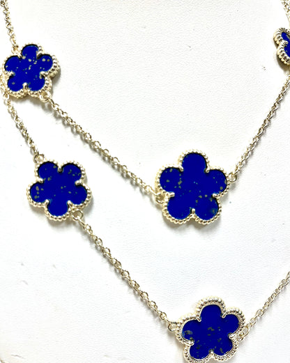 Stunning 18K Crafted Lapis Double Strands Necklace Set