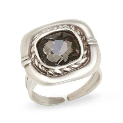 Smokey Crystal Woven Ring