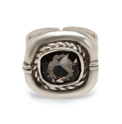 Smokey Crystal Woven Ring