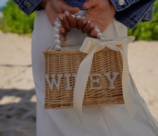 Wifey Bamboo Bag with pearls handle