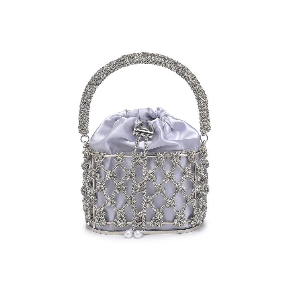 Silver Knotted Rhinestone Evening Handbag