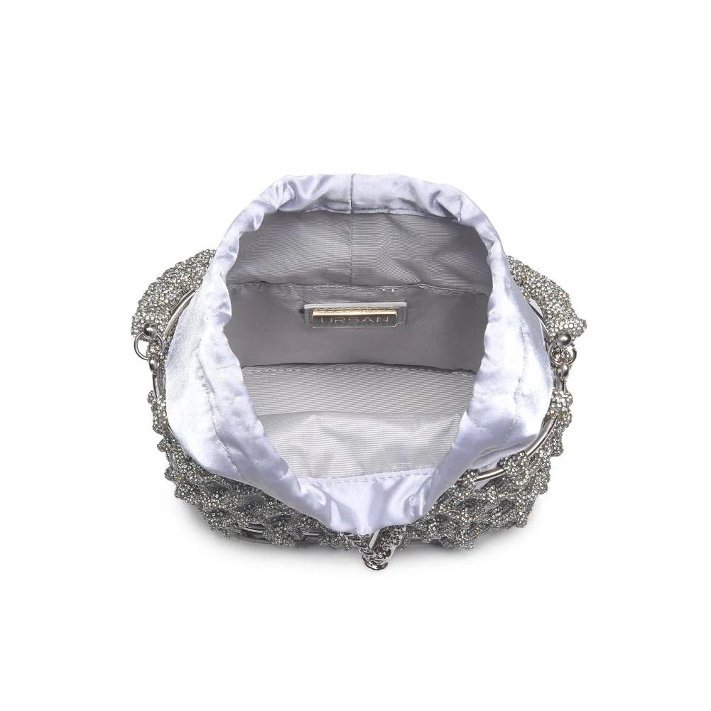 Silver Knotted Rhinestone Evening Handbag