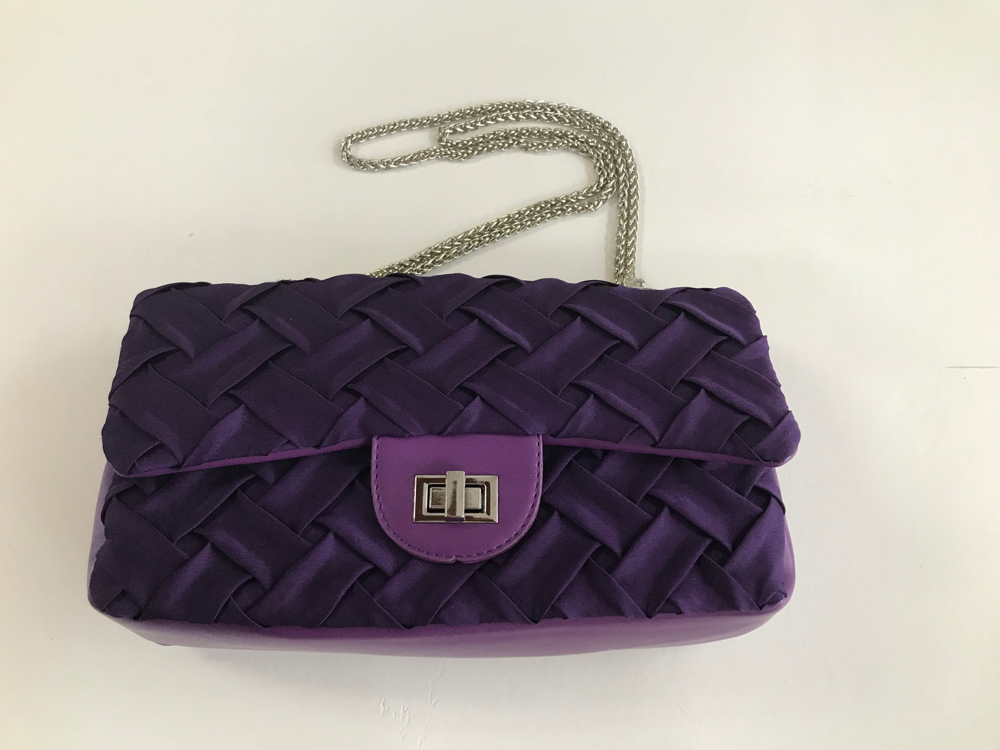 Purple Basket Weave Pattern Handbag