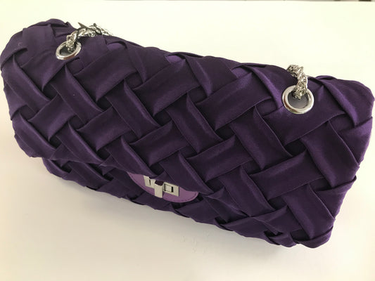 Purple Basket Weave Pattern Handbag