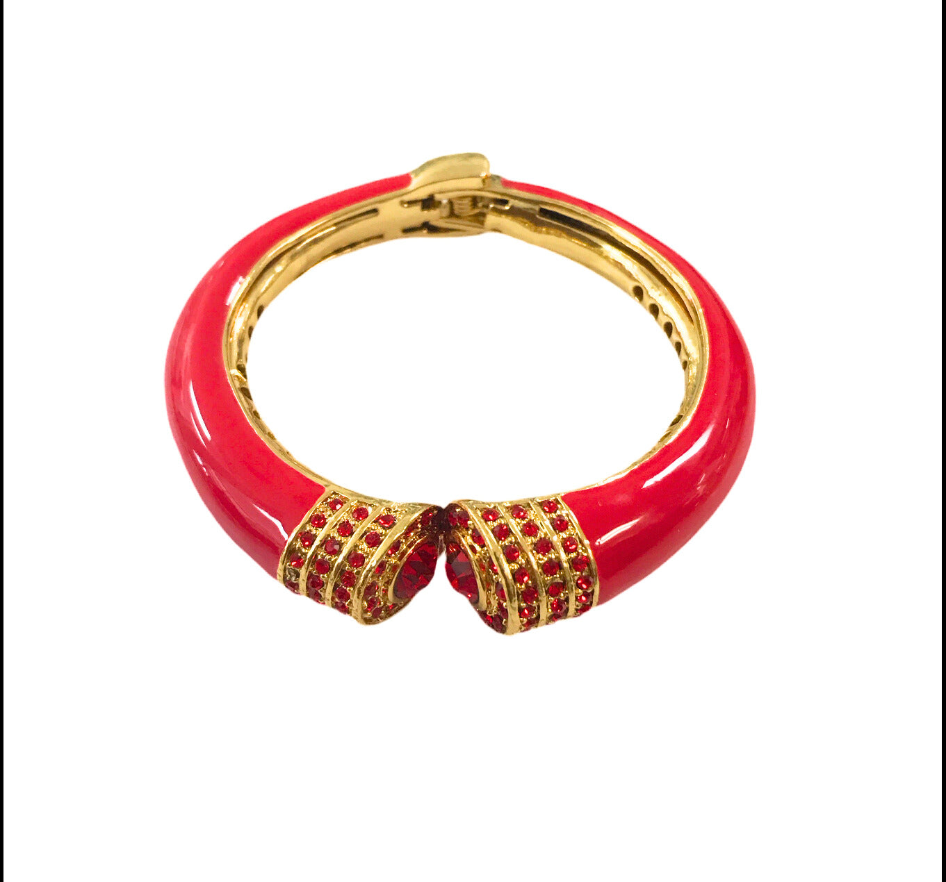 Red Crystal End Cuff Bracelet