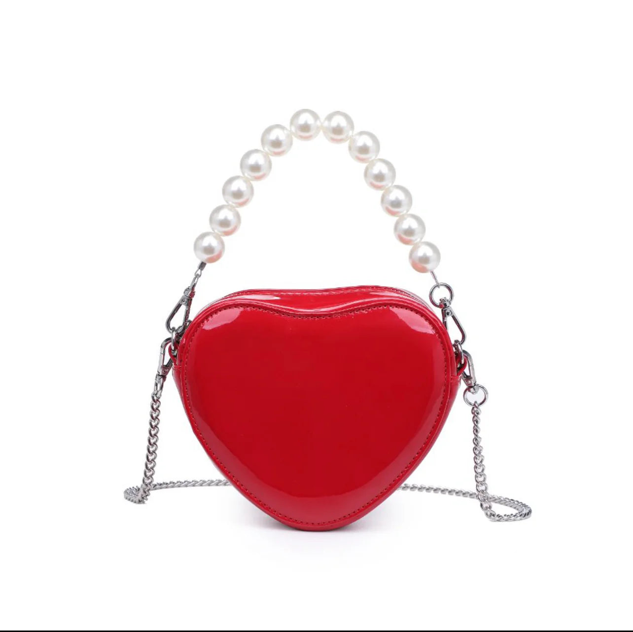 Heart Shaped Bag W/ Pearl Handle