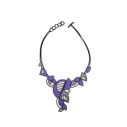 Purple and Grey Rubber Necklace & Earring Set