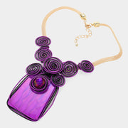 Vibrant Purple Striped Necklace & Earring Set