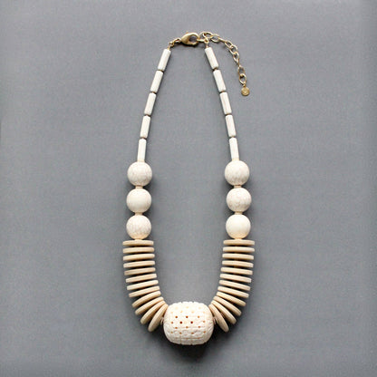 White Statement Carved Necklace