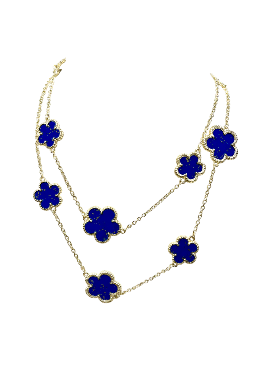 Stunning 18K Crafted Lapis Double Strands Necklace Set