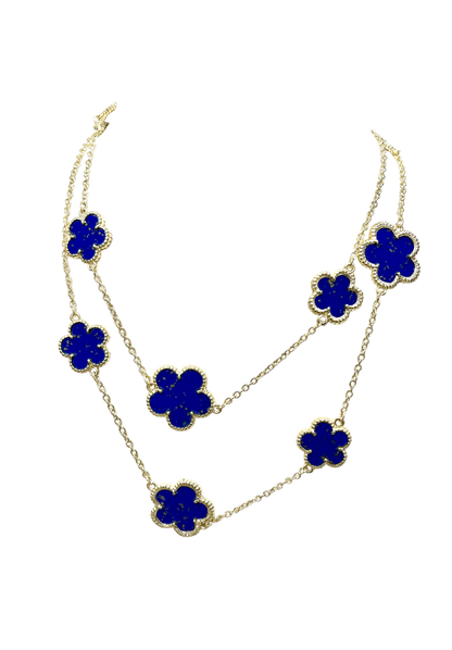 Stunning 18K Crafted Lapis Double Strands Necklace Set