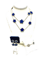 Stunning 18K Crafted Lapis Double Strands Necklace Set