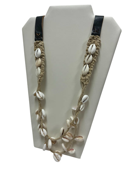 Multi-Strand Cotton Cowry Shell Necklace