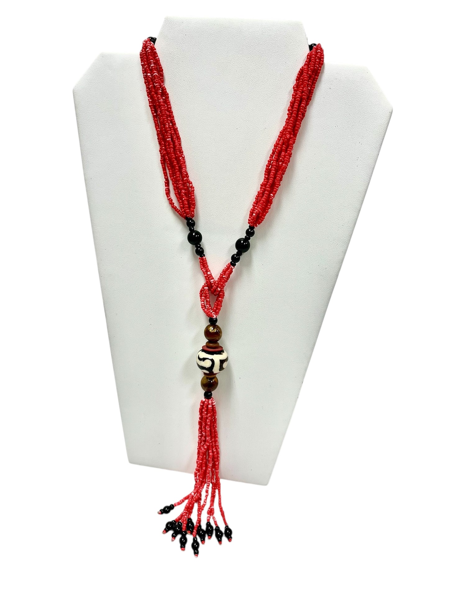 Handmade Kenya Fiery Red Beaded Necklace