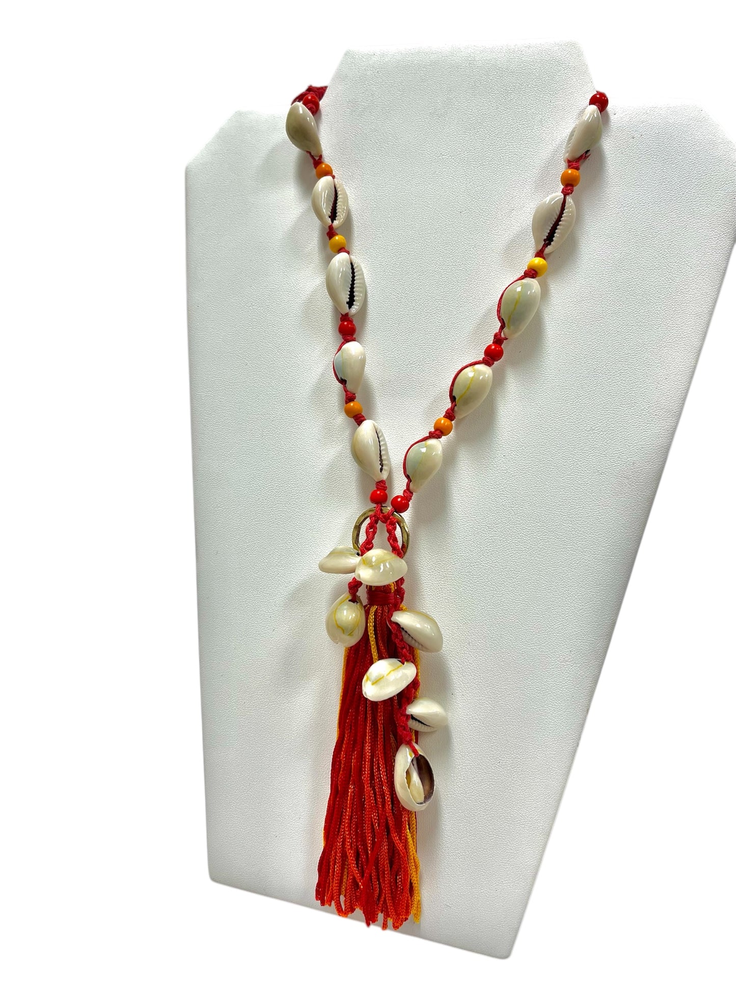 Vibrant Knitted Cotton Cowry Shell Necklaces