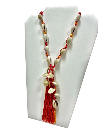 Vibrant Knitted Cotton Cowry Shell Necklaces