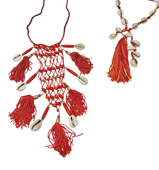 Vibrant Knitted Cotton Cowry Shell Necklaces