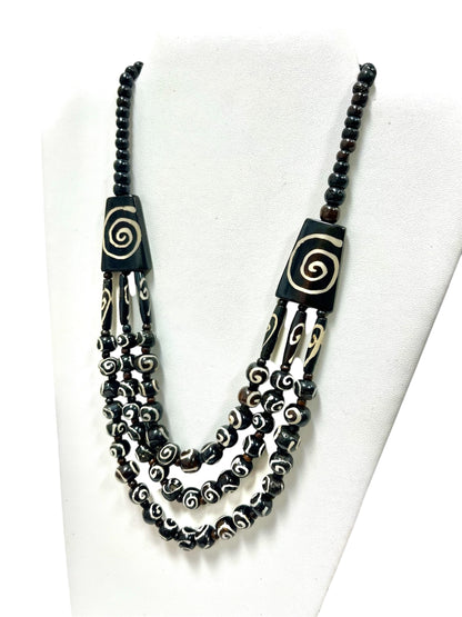 Tribal Swirl Multi Strand Necklace