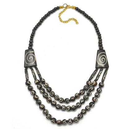 Tribal Swirl Multi Strand Necklace