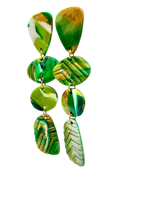 Vibrant Green Multi-Hue Clay Earrings