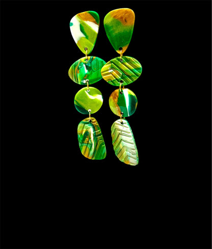 Vibrant Green Multi-Hue Clay Earrings