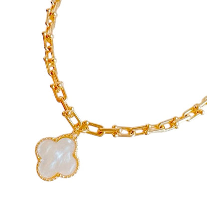 Chunky Clover Quality Gold Dip Necklace