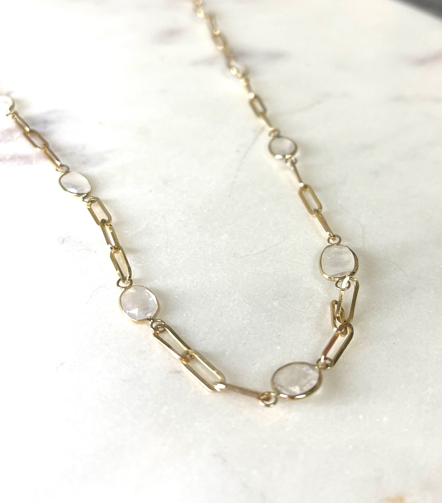 Mother of Pearl Chain Link Necklace