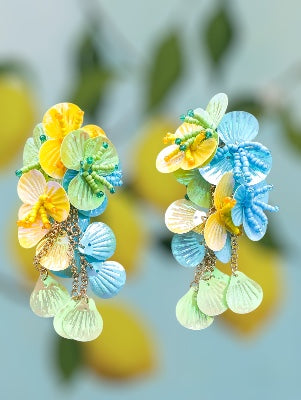 Budding Beaded Flower Earrings