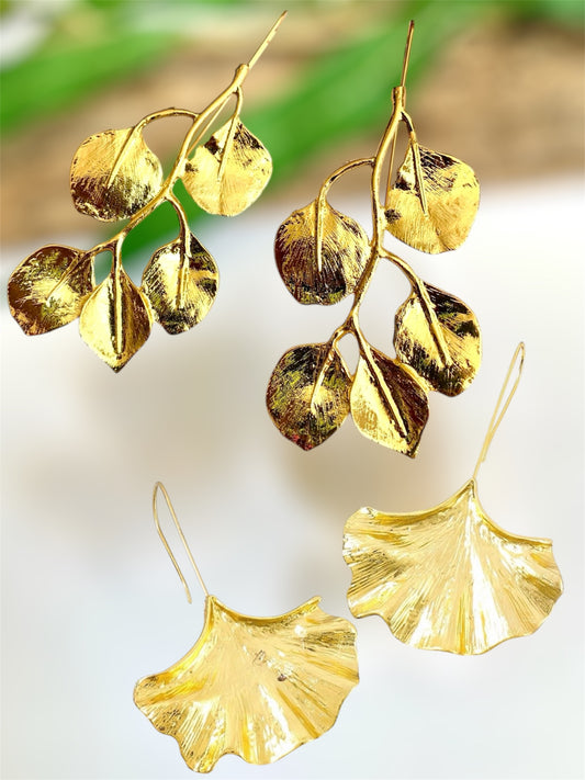 Foiled Petal Leaf Earrings