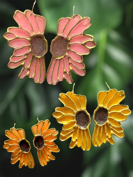 Textured Sunshine Flower Earrings