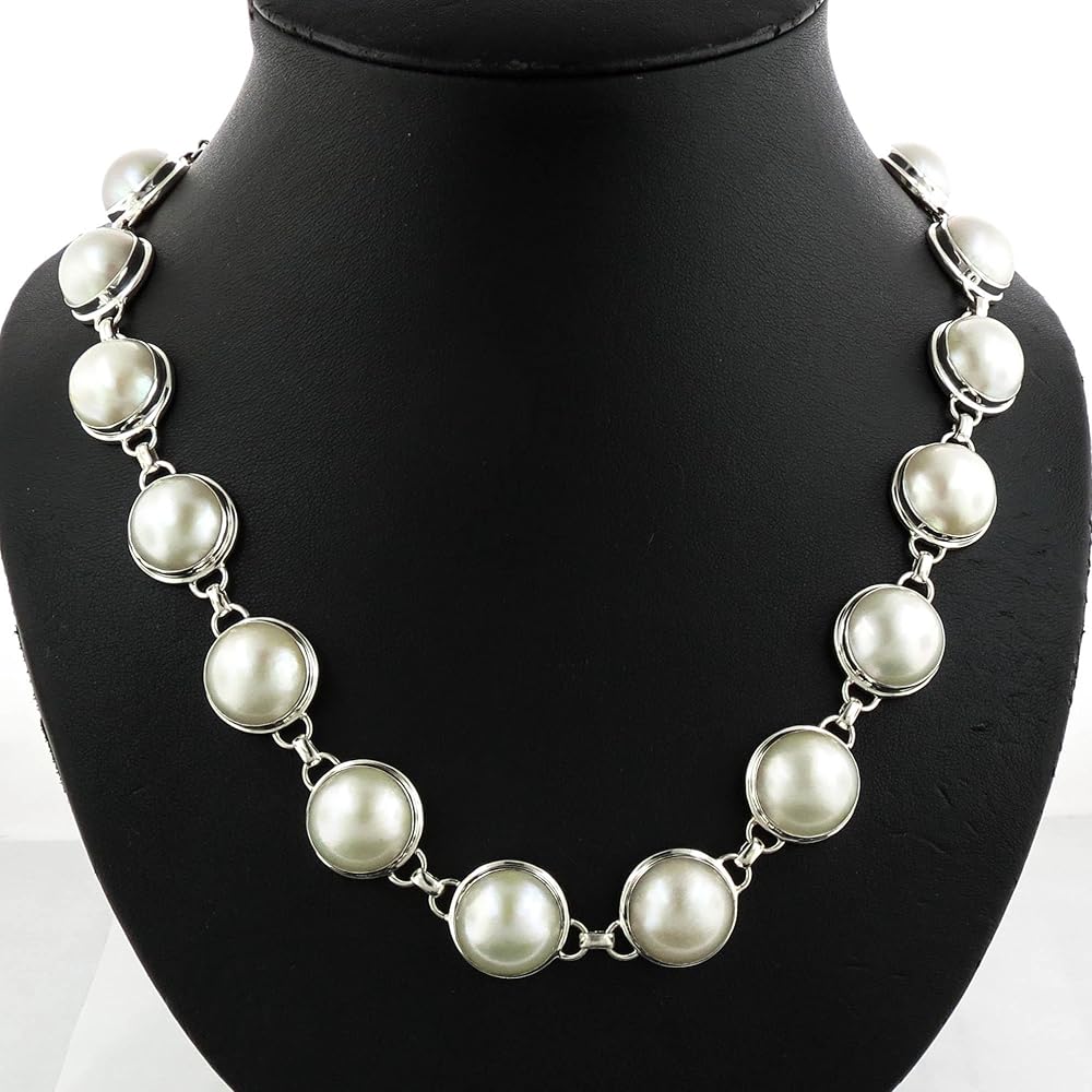 Mother of Pearl Silver Dotted Pearl Necklace