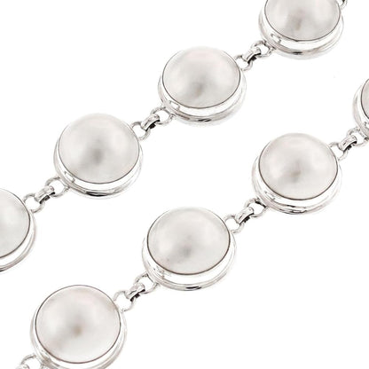 Mother of Pearl Silver Dotted Pearl Necklace